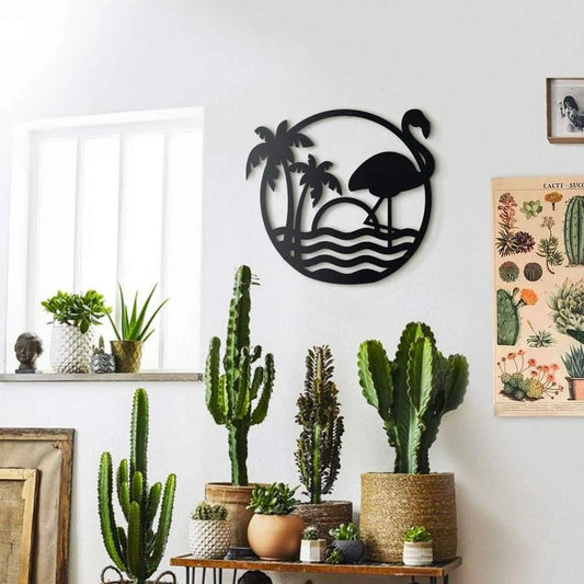 Summer Vibes Flamingo Wall Art Cut Metal Sign Laser Cut Metal Signs Custom Gift Ideas - 8 inches - metal sign