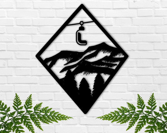 Snowboarding Metal Art Skiing Metal Sign Ski Lift Snowboarding Wall Decor Gift For Snowboarder Gift For Skiier Winter Decor - 8 inches - metal sign