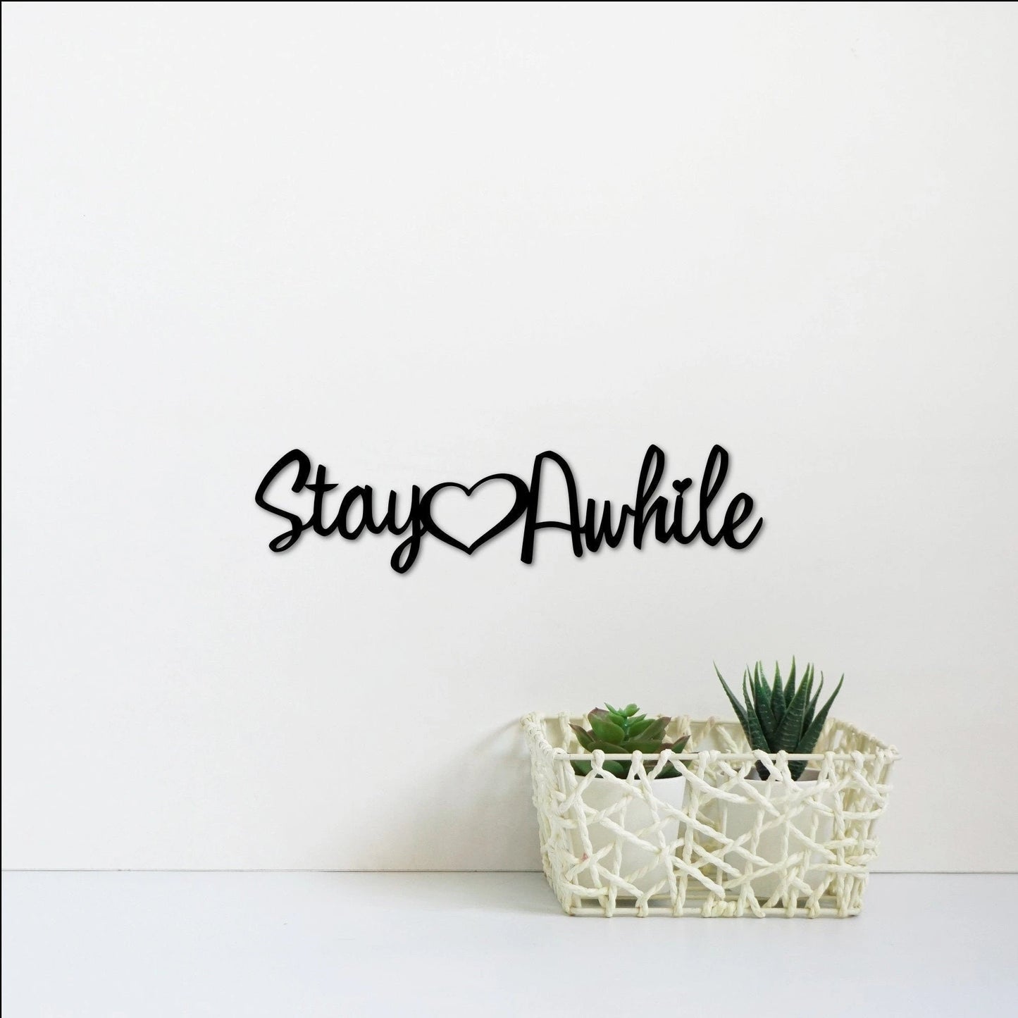 Stay Awhile Sign Living Room Signs Entryway Decor Guest Room Decor Metal Cutout Wall Decor Metal Word Art