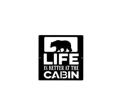 Bear Cabin Decor Cabin Sign Camp Sign Christmas Gift For Him Metal Name Sign Fathers Day