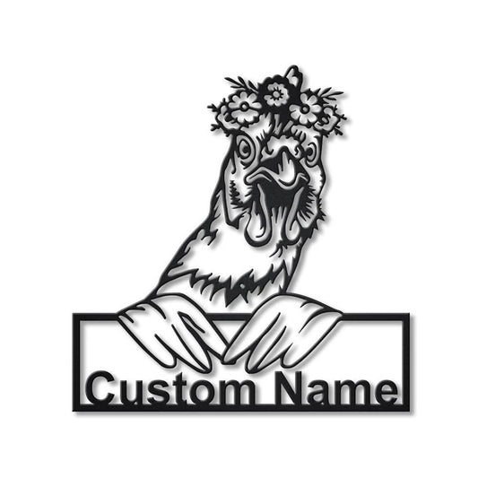 Personalized Floral Chicken Metal Sign Art, Custom Floral Chicken Metal Sign, Animal Funny, Pets Gift - metal sign