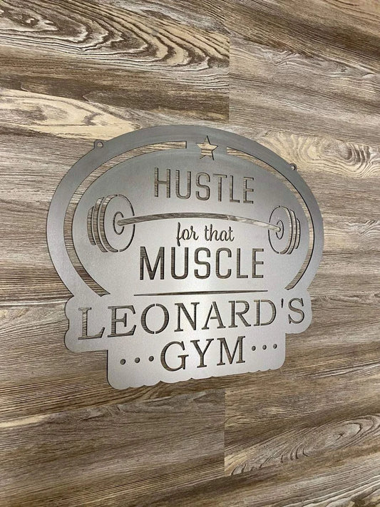 Personalized Metal Hustle Gym Sign Cut Metal Sign Metal House Sign - 8 inches - metal sign