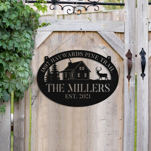 Deer Hunting Hunter Metal Sign Monogram, Custom Outdoor, Cabin, Camp, Art Gift For Him, Metal Laser Cut Metal Signs Custom Gift Ideas - 8 inches - metal sign