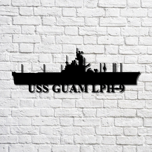 Uss Guam Lph9 Navy Ship Metal Art, Custom Us Navy Ship Cut Metal Sign, Gift For Navy Veteran, Navy Ships - metal sign