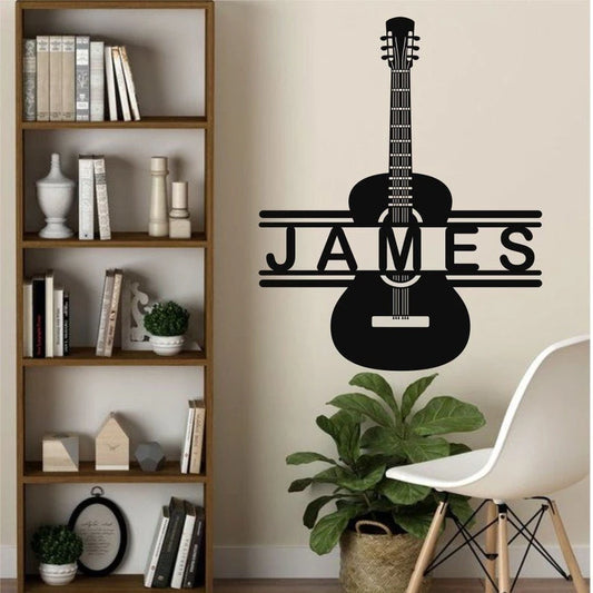 Personalized Guitar Decor Musician Gifts Classic Guitar Lovers Custom Guitar Decoration Metal Guitar Sign Bedroom Decor - 8 inches - metal sign