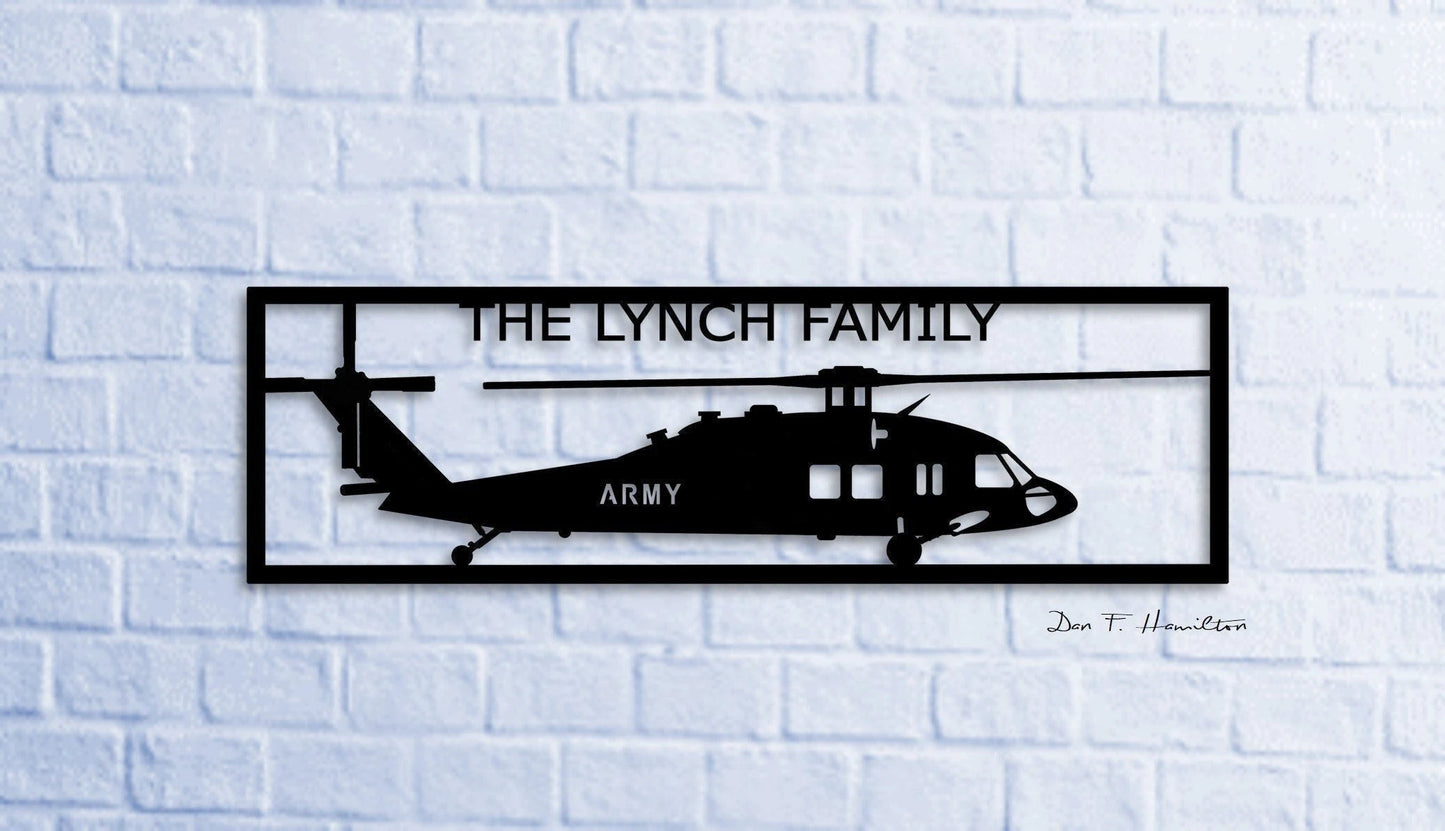 Uh60 Branches The Lynch Family Black Hawk Multirole Combat Helicopter Metal Sign Cut Metal Sign Wall Decor