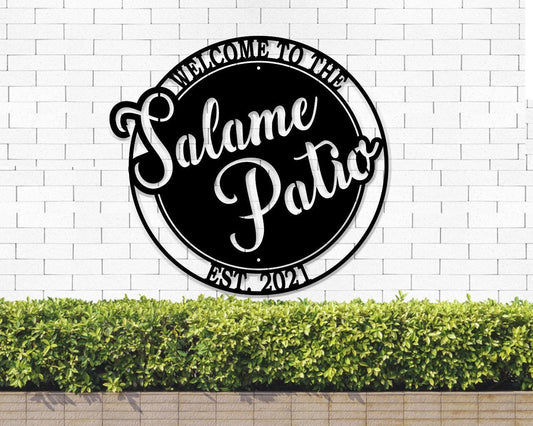 Personalized Family Name Welcome To Our Patio Metal Sign Wedding Gift Metal Monogram Sign Housewarming - wedding detail
