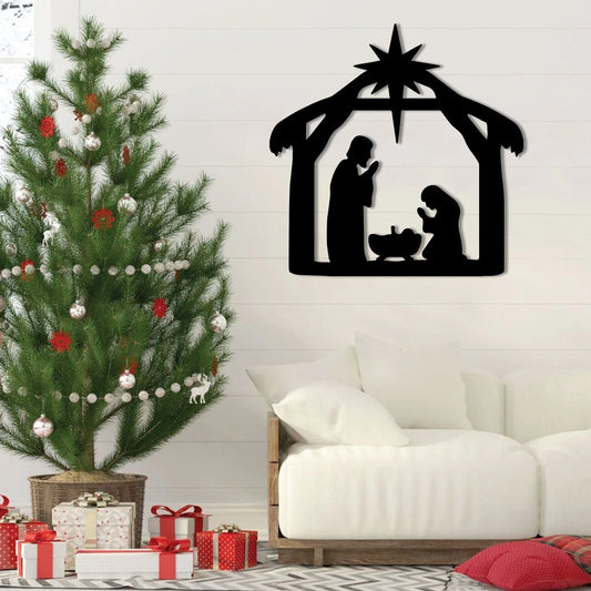 Nativity Christmas Metal Sign, Jesus Christ Born, Holy Night Decoration, Metal Laser Cut Metal Signs Custom Gift Ideas - 8 inches - metal sign