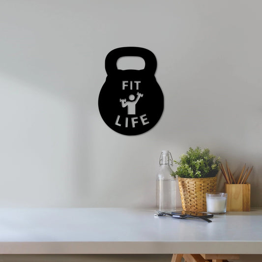 Gym Sign Fit Life Metal Kettle Bell Sign Home Gym Decor Custom Metal Sign Personal Trainer Gift Idea Gym Art - 8 inches - metal sign