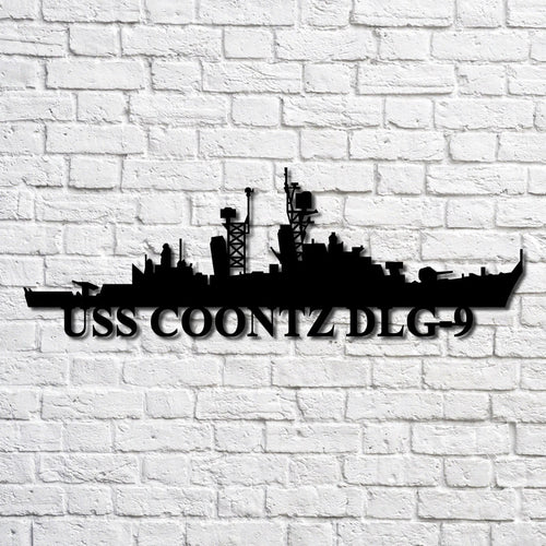 Uss Coontz Dlg9 V2 Navy Ship Metal Art, Custom Us Navy Ship Cut Metal Sign, Gift For Navy Veteran, Navy Ships Silhouette Metal Art, Navy Home Decor Laser Cut Metal Signs Custom Gift Ideas