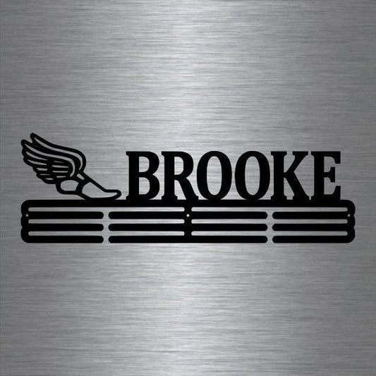 Track And Field Custom Name Medal Hanger Holder Display Rack 3 Rung, Cut Metal Sign, Metal Wall Art - metal sign