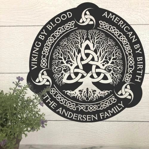 American By Birth Viking By Blood Personalized Metal Sign Cut Metal Sign