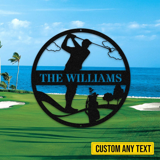 Customized Name Golf Metal Art, Gift For Dad, Outdoor Decor Laser Cut Metal Signs Custom Gift Ideas - 8 inches - metal sign