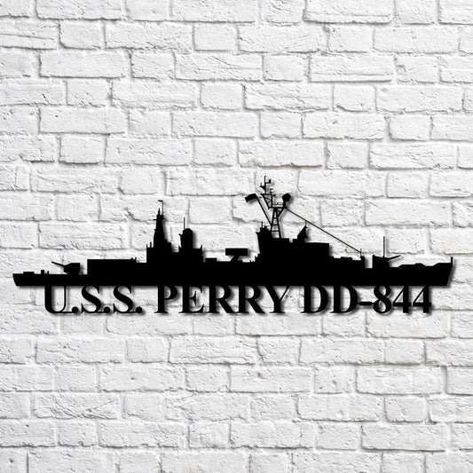U.s.s. Perry Dd844 Navy Ship Metal Art, Custom Us Navy Ship Cut Metal Sign, Gift For Navy Veteran, Navy - metal sign
