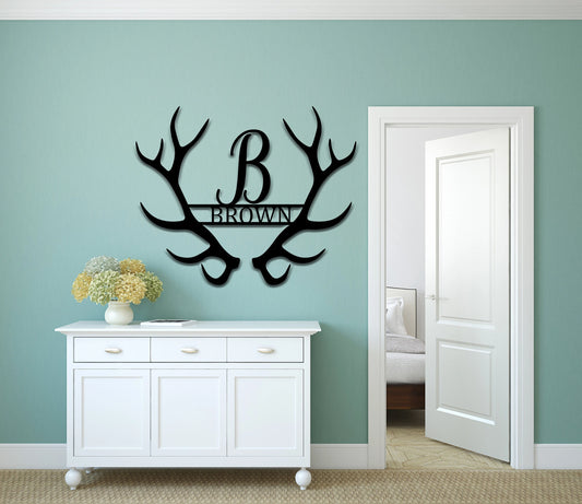 Deer Antler Metal Name Sign Beautiful Last Name Metal Sign Personalized Home Decor Living Room - wedding detail