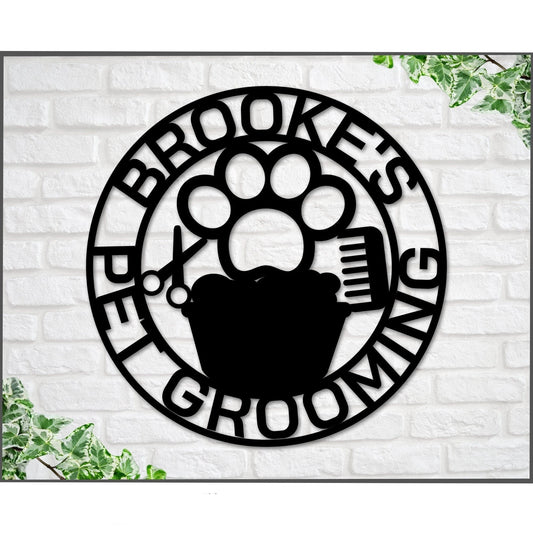 Pet Grooming Sign Pet Groomer Sign Dog Grooming Sign Grooming Business Sign Dog Grooming Service Pet Salon Gift For Pet Owner Business - 8 inches - metal sign