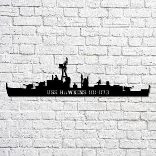 Uss Hawkins Dd873 Navy Ship Metal Art, Custom Us Navy Ship Cut Metal Sign, Gift For Navy Veteran, Navy Ships Silhouette Metal Art, Navy Home Decor Laser Cut Metal Signs Custom Gift Ideas