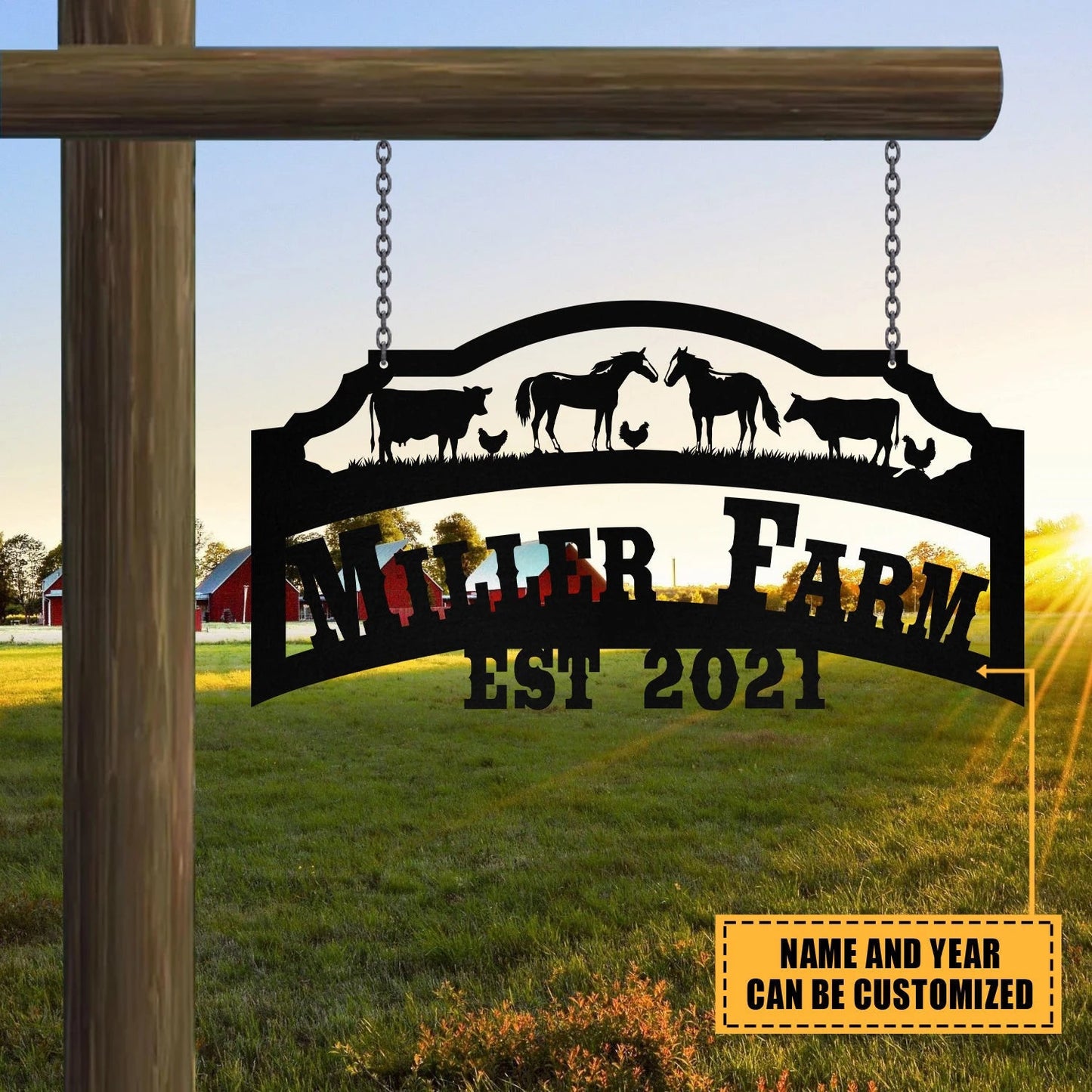 Personalized Metal Farm Sign Horse Cow Chicken, Custom Outdoor Farmhouse, Metal Laser Cut Metal Signs Custom Gift Ideas