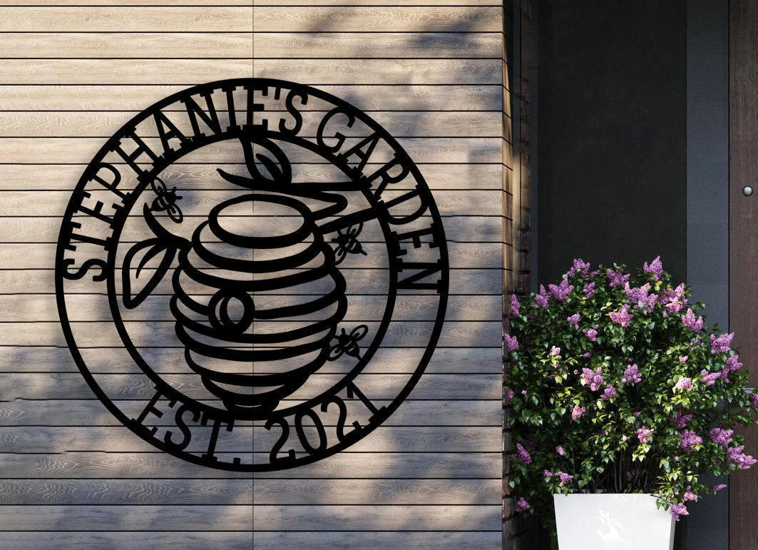 Personalized Metal Beehive Sign, Metal Bee Sign, Beekeeper Business, Metal Garden Sign, Farmer Apiarist, Garden Sign Laser Cut Metal Signs Custom Gift Ideas