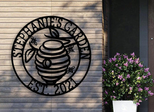 Personalized Metal Beehive Sign, Metal Bee Sign, Beekeeper Business, Metal Garden Sign, Farmer Apiarist, Garden Sign Laser Cut Metal Signs Custom Gift Ideas