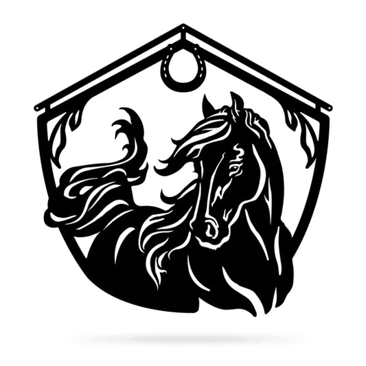 Horse And Barn Sign Cut Metal Sign Metal House Sign - 8 inches - metal sign