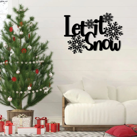 Let It Snow Christmas Metal Sign, Housewarming Wall Art, Metal Laser Cut Metal Signs Custom Gift Ideas - 8 inches - metal sign