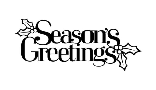 Seasons Greetings Metal Sign With Holly Berries Black Christmas Sign Metal Signs Christmas - 8 inches - metal sign