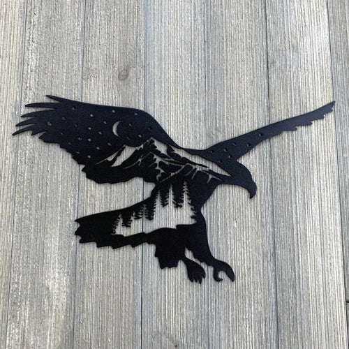 Eagle Mountain Scene Metal Sign Cutout Cut Metal Sign Wall Metal Art