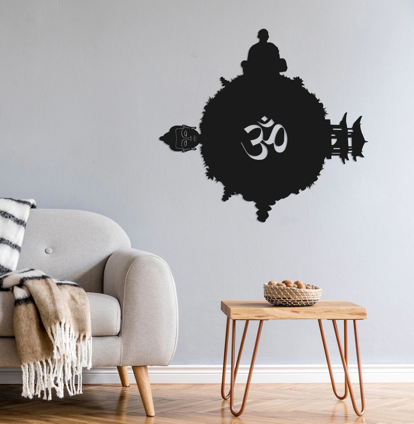 Buddha Circle Metal Wall Decor, Om, Home Decor, Housewarming Gift, Yoga Studio Decor, Metal Wall Art, Metal Laser Cut Metal Signs Custom Gift Ideas