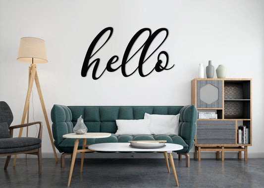 Hello Cut Metal Sign Laser Cut Metal Signs Custom Gift Ideas - 8 inches - metal sign