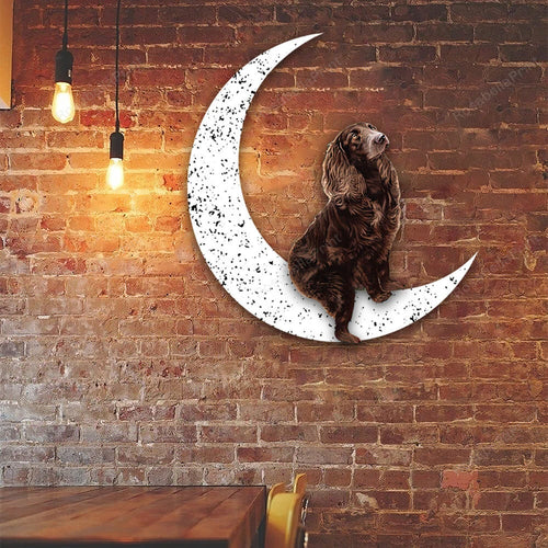 Dog Metal Sign Boykin Spaniel Sit On The Moon Dog Wall Sign Gift for Dog Lover