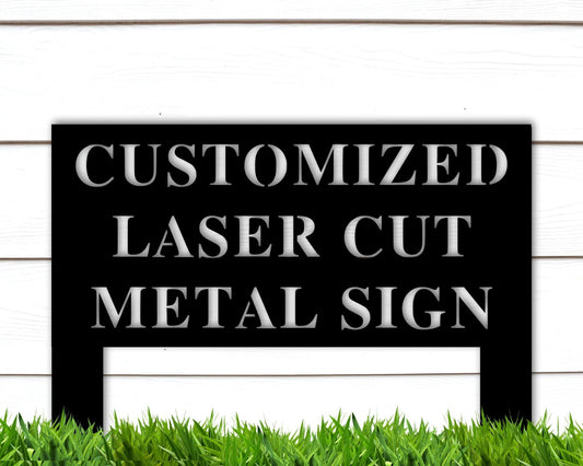 Personalized Yard Sign With Stakes Custom Metal Yard Signs For Outside Custom Yard Sign Metal Lawn Sign Custom Garden Metal Sign - 8 inches - metal sign