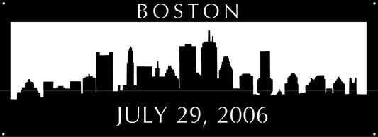 City Skyline In Metal, Metal Sign With Boston Skyline Silhouette, Metal Wall Art, Metal House Sign Laser - metal sign