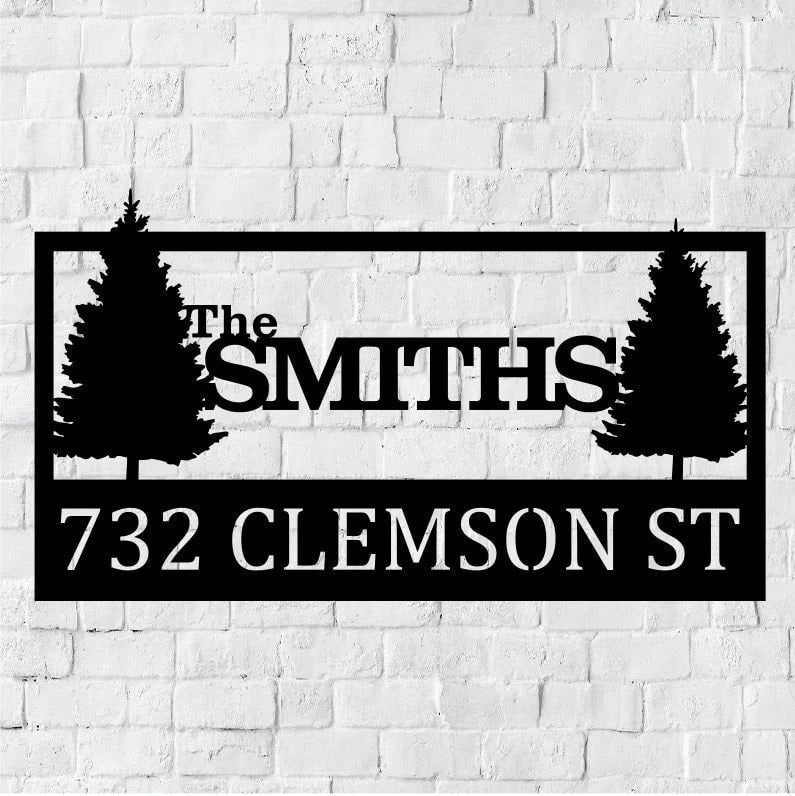 Personalized Family Name Metal Address Sign, Housewarming Gift, Wedding Gift, Nature Metal Monogram Name Sign, Nature Address Metal Sign, Laser Cut Metal Signs Custom Gift Ideas