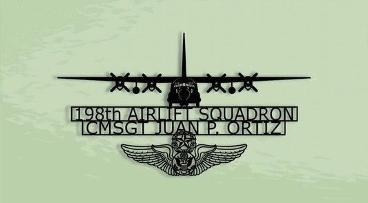 C130h 198th Airlift Squadron With Chief Enlisted Aircrew Wings Name And Rate Metal Sign Cut Metal Sign Wall Decor