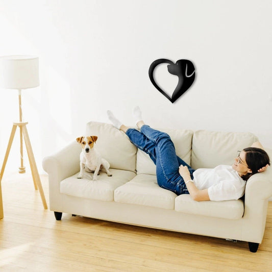Metal Dog Heart Sign Home Dog Lovers Gift Idea Half Heart Half Dog Sign Dog Heart Art Sign Christmas Gift Idea - 8 inches - metal sign