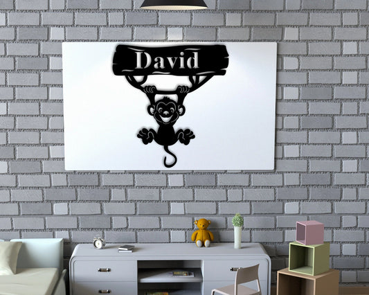 Monkey Name Sign, Nursery Decor, Personalized Metal Sign, Mtal Name, Personalized Name Sign, Metal Name - metal sign