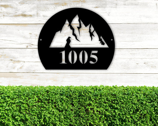 Personalized Mountain Address Metal Sign, Rustic Address Sign, Country Address Plaque, Countryside Home - metal sign