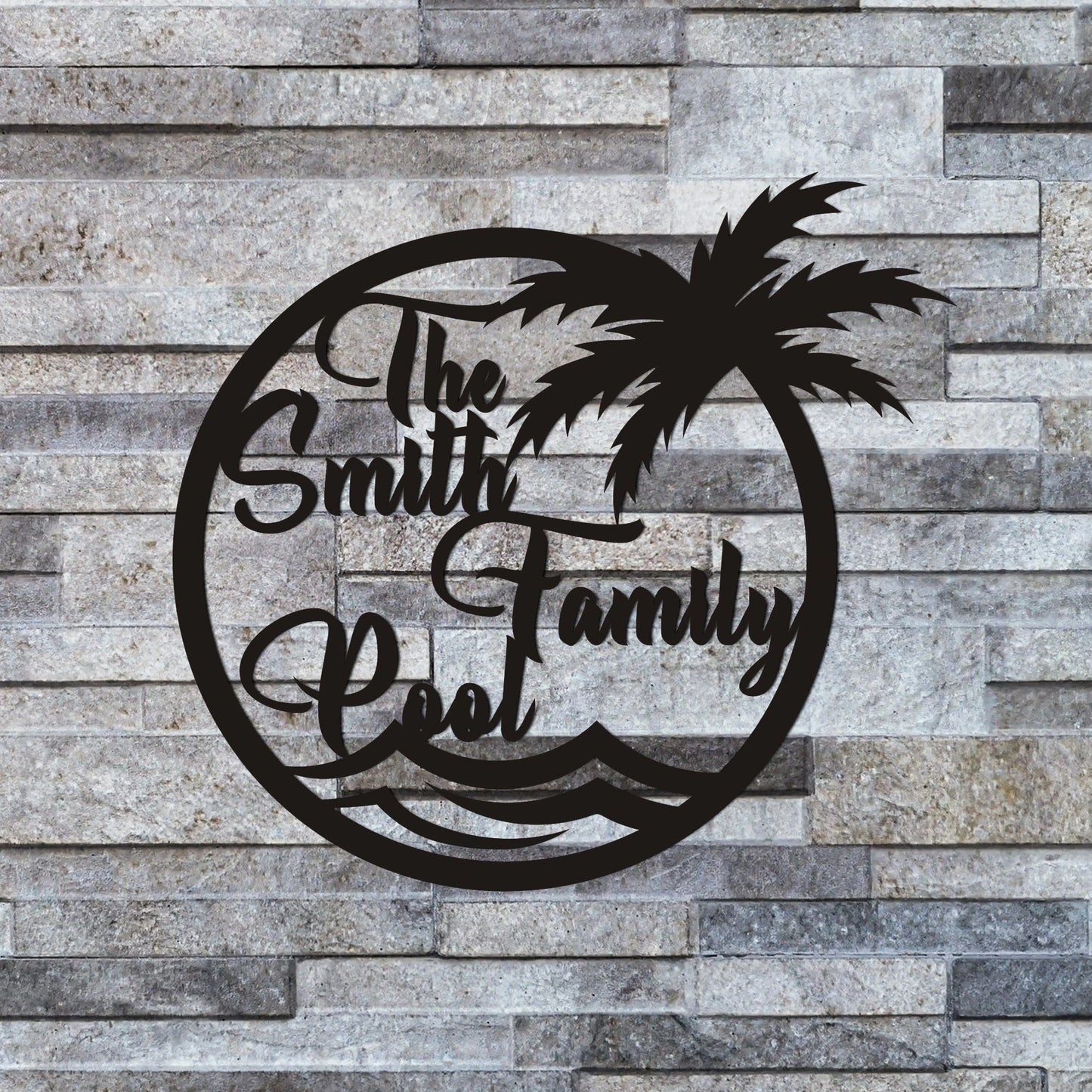 Personalized Family Pool Sign, Pool Palm Tree Sign, Tree House Sign, Last Name Sign, Family Name Sign Laser Cut Metal Signs Custom Gift Ideas