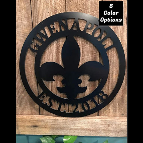 Fleur De Lis Personalized Family Name Decor, Established Date Gift Garden & Yard Sign customized Fleur De Lis Home Wall Decor Laser Cut Metal Signs Custom Gift Ideas
