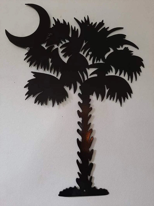 Palmetto With Crescent Moon Wall Art Decor Cut Metal Sign Laser Cut Metal Signs Custom Gift Ideas - 8 inches - metal sign