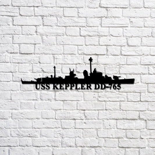 USS Keppler DD765 Navy Ship Metal Sign, Memory Wall Metal Sign Gift for Navy Veteran Laser Cut Metal Signs Custom Gift Ideas - 8 inches - metal sign