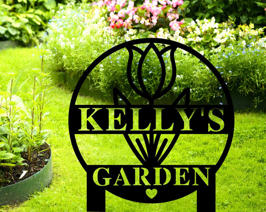 Personalized Garden Sign With Stake, Metal Sign For Garden, Flower Garden Sign, Custom Garden Sign On - metal sign