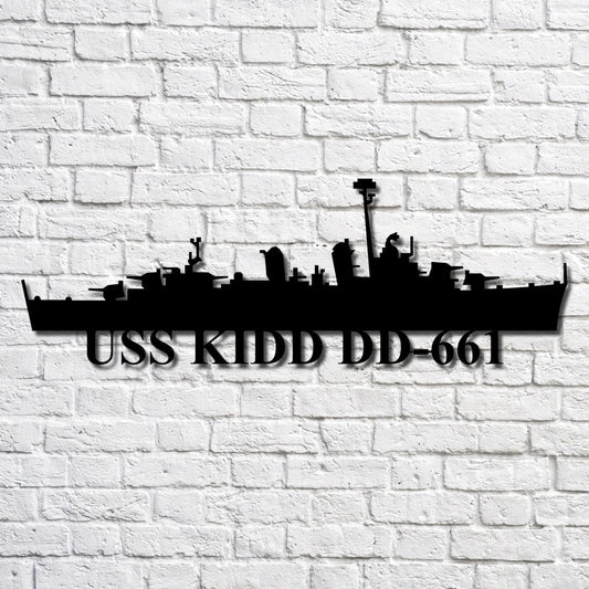 Uss Kidd Dd661 V2 Navy Ship Metal Art, Custom Us Navy Ship Cut Metal Sign, Gift For Navy Veteran, Navy - metal sign