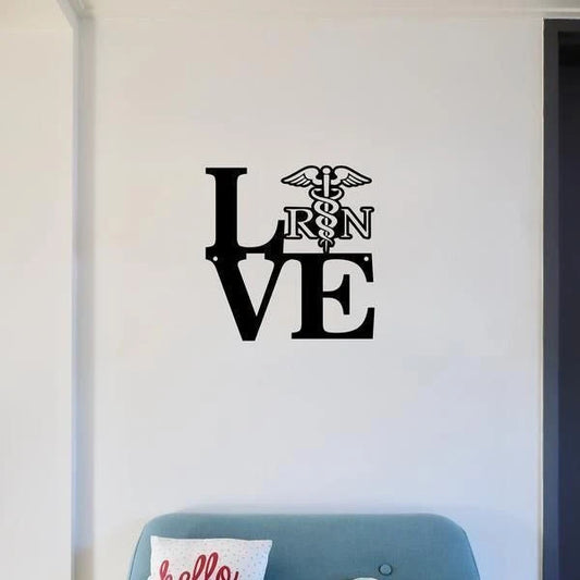 Nurse Love Cut Metal Sign Metal House Sign - 8 inches - metal sign