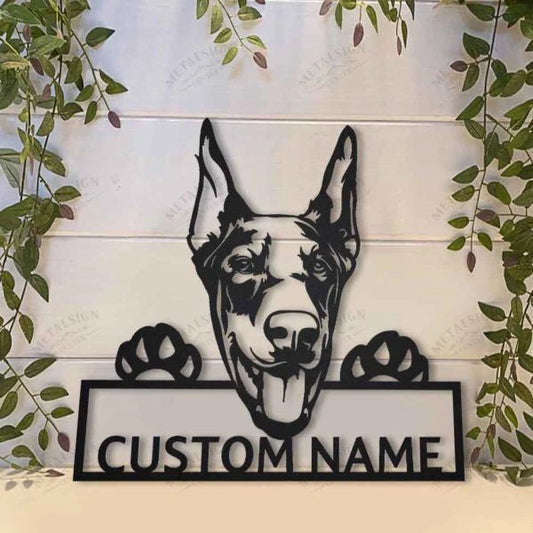Doberman Personalized Metal Wall Decor, Cut Metal Sign, Metal Wall Art, Metal House Sign Laser Cut Metal Signs Custom Gift Ideas - 8 inches - metal sign