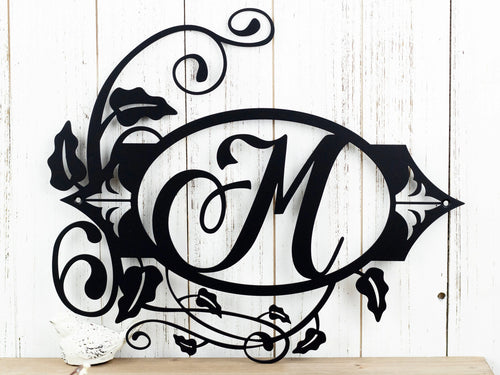 Metal Family Sign, Vine Monogram, Flourish Monogram, Outdoor Metal Wall Art, Personalized Sign, Laser Cut Sign, Matte Black Shown, Laser Cut Metal Signs Custom Gift Ideas