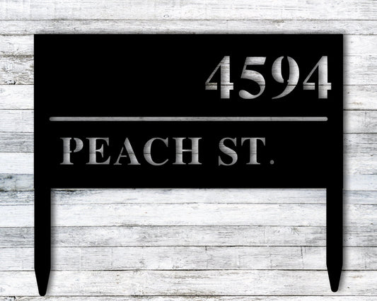 Personalized Metal Address Sign, Modern Address Sign, Realtor Gift Idea, Address Sign For Lawn, Staked - metal sign