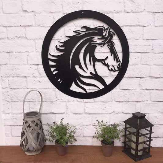Elegant Horse Head Gate Entrance Sign Cut Metal Sign Metal House Sign - 8 inches - metal sign