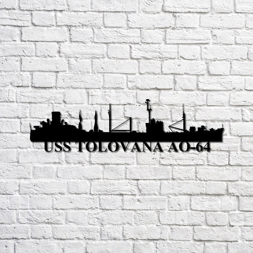 Uss Tolovana Ao64 Navy Ship Metal Sign, Memory Wall Metal Sign Gift For Navy Veteran, Navy Ships Silhouette Metal Sign Laser Cut Metal Signs Custom Gift Ideas